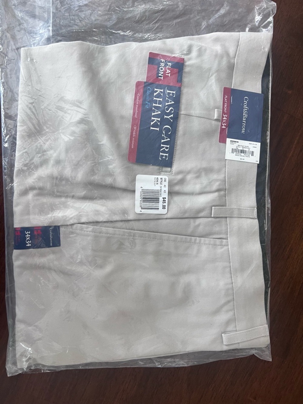 croft & barrow Light Beige Flat-Front Khaki Pants